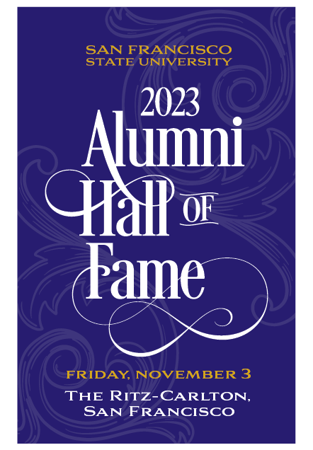 Flier promoting the Alumni Hall of Fame on Nov. 3 at The TRitz Carlton San Francisco from 6 to 9 p.m. 
