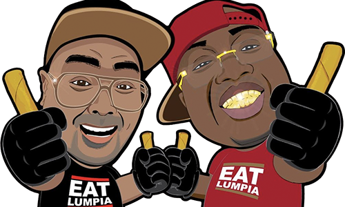 Cartoon of The Lumpia Co. of proprietors Alex Retodo and Earl “E-40” Stevens