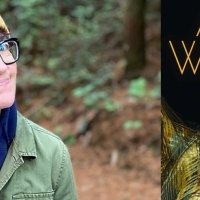 Split image of the author in the woods and the cover of his book