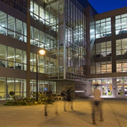 The JPL Library at night