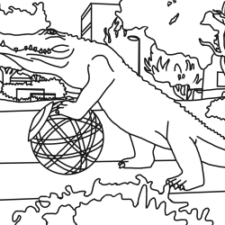 Gator coloring book page 2 of SF State Gator on a rolling ball
