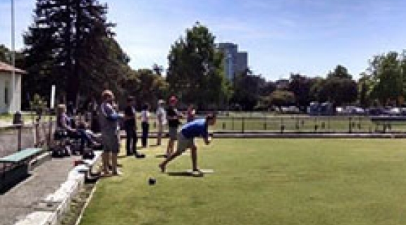 A person lawnbowling